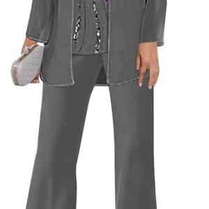 Elegant Gray Women's Pantsuit